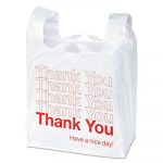 Plastic "Thank You" Bags, 0.55 mil, 11.5" x 22", White/Red, 250/Box