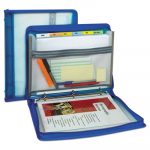 Zippered Binder w/ Expanding File, 2" Expansion, 7 Sections, Letter Size, Bright Blue