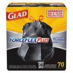 ForceFlexPlus Drawstring Large Trash Bags, 30 gal, 1.05 mil, 30" x 32", Black, 70/Box