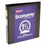 Economy View Binder with Round Rings , 3 Rings, 1.5" Capacity, 11 x 8.5, Black