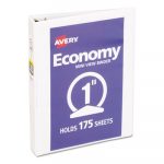 Economy View Binder with Round Rings , 3 Rings, 1" Capacity, 8.5 x 5.5, White