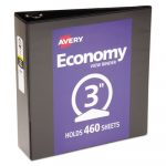 Economy View Binder with Round Rings , 3 Rings, 3" Capacity, 11 x 8.5, Black