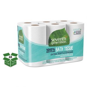 100% Recycled Bathroom Tissue, 2-Ply, White, 240 Sheets/Roll, 48/Carton