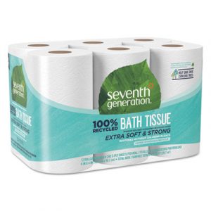 100% Recycled Bathroom Tissue, 2-Ply, White, 240 Sheets/Roll, 12/Pack