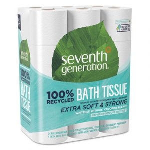 100% Recycled Bathroom Tissue, 2-Ply, White, 240 Sheets/Roll, 24/Pack