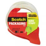 Sure Start Packaging Tape w/Dispenser, 1.88" x 38.2 yards, 3" Core, Clear