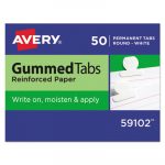 Gummed Reinforced Index Tabs, 1/2 in, White, 50/Pack