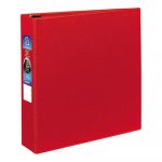 Heavy-Duty Non-View Binder with DuraHinge and Locking One Touch EZD Rings, 3 Rings, 2" Capacity, 11 x 8.5, Red
