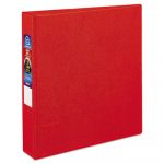 Heavy-Duty Non-View Binder with DuraHinge and Locking One Touch EZD Rings, 3 Rings, 1.5" Capacity, 11 x 8.5, Red