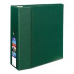 Heavy-Duty Non-View Binder with DuraHinge and Locking One Touch EZD Rings, 3 Rings, 5" Capacity, 11 x 8.5, Green