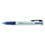 Retractable Ballpoint Pen, Black/Blue/Green/Red Ink, White/Trans Blue Barrel, 3/Pack