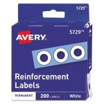 Dispenser Pack Hole Reinforcements, 1/4" Dia, White, 200/Pack