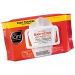 No-Rinse Sanitizing  Multi-Surface Wipes, 9" x 8", White, 72 Wipes/PK, 12/Carton
