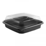 Culinary Squares 2-Piece Microwavable Container, 36oz, Clear/Black, 2.91",150/CT