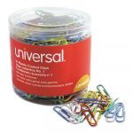 Plastic-Coated Paper Clips, Small (No. 1), Assorted Colors, 500/Pack