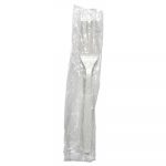 Heavyweight Wrapped Polypropylene Cutlery, Fork, White, 1000/Carton