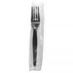 Heavyweight Wrapped Polystyrene Cutlery, Fork, Black, 1000/Carton