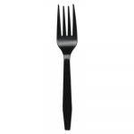 Mediumweight Polystyrene Cutlery, Fork, Black, 1000/Carton