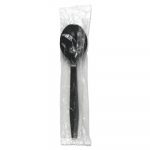 Heavyweight Wrapped Polypropylene Cutlery, Soup Spoon, Black, 1000/Carton