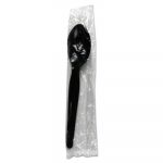 Heavyweight Wrapped Polystyrene Cutlery, Teaspoon, Black, 1000/Carton