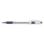 R.S.V.P. Stick Ballpoint Pen, Fine 0.7mm, Violet Ink, Clear/Violet Barrel, Dozen