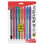 R.S.V.P. Stick Ballpoint Pen, Medium 1mm, Assorted Ink/Barrel, 8/Pack