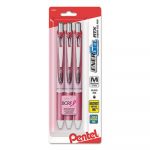 EnerGel RTX Retractable Gel Pen, Medium 0.7mm, Black Ink, Pink Barrel, 3/Pack