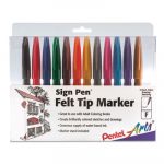 Sign Pen Color Marker, Extra-Fine Bullet Tip, Assorted Colors, 12/Set