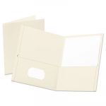 Leatherette Two Pocket Portfolio, 8 1/2" x 11", White, 10/PK