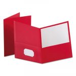 Leatherette Two Pocket Portfolio, 8 1/2" x 11", Red, 100 Sheets,10/PK