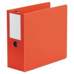 Deluxe Non-View D-Ring Binder with Label Holder, 3 Rings, 5" Capacity, 11 x 8.5, Red