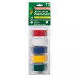 Electrical Tape, 3/4" x 12 ft, 1" Core, Assorted, 5/Pack