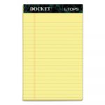 Docket Ruled Perforated Pads, Narrow Rule, 5 x 8, Canary, 50 Sheets, 12/Pack