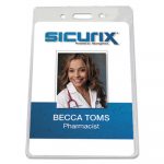 Sicurix Badge Holder, Vertical, 2 3/4 x 4 1/8, Clear, 12/Pack