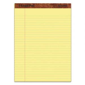 "The Legal Pad" Perforated Pads, Wide/Legal Rule, 8.5 x 11, Canary, 50 Sheets, 3/Pack