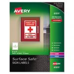 Surface Safe Sign Labels, Inkjet/Laser Printers, 5 x 7, White, 2/Sheet, 15 Sheets/Pack