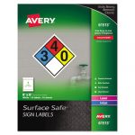 Surface Safe Sign Labels, Inkjet/Laser Printers, 8 x 8, White, 15/Pack