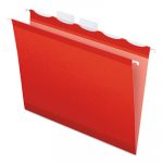 Ready-Tab Colored Reinforced Hanging Folders, Letter Size, 1/5-Cut Tab, Red, 25/Box