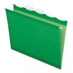 Ready-Tab Colored Reinforced Hanging Folders, Letter Size, 1/5-Cut Tab, Bright Green, 25/Box