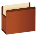 Premium Reinforced Expanding File Pockets, 5.25" Expansion, Legal Size, Red Fiber, 5/Box