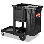 Executive Janitorial Cleaning Cart, 12.1" x 22.4" x 23", Black