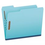 Heavy-Duty Pressboard Folders w/ Embossed Fasteners, Letter Size, Blue, 25/Box