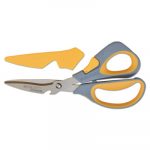 Titanium Bonded Workbench Shears, 8" Long, 3" Cut, Gray/Yellow Bent Handle