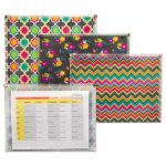 Fashion Zip 'N Go Reusable Envelope, 1 Section, 13.13" x 10", Assorted, 3/Pack
