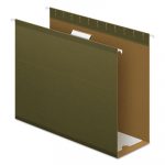 Extra Capacity Reinforced Hanging File Folders with Box Bottom, Letter Size, 1/5-Cut Tab, Standard Green, 25/Box
