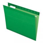Colored Reinforced Hanging Folders, Letter Size, 1/5-Cut Tab, Bright Green, 25/Box
