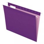Colored Reinforced Hanging Folders, Letter Size, 1/5-Cut Tab, Violet, 25/Box
