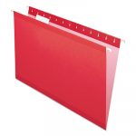 Colored Reinforced Hanging Folders, Legal Size, 1/5-Cut Tab, Red, 25/Box