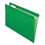 Colored Reinforced Hanging Folders, Legal Size, 1/5-Cut Tab, Bright Green, 25/Box