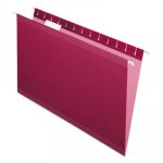 Colored Reinforced Hanging Folders, Legal Size, 1/5-Cut Tab, Burgundy, 25/Box